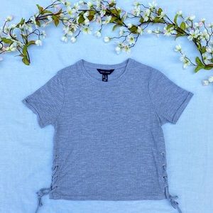 Cute Ribbed Crop Top with Lace-Up Side Ties ♡ ♡